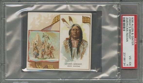 1888 N36 Allen & Ginter "The American Indian" Large Cards "Crows Breast" - PSA VG-EX 4